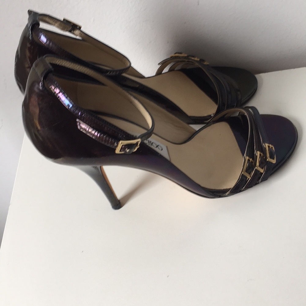 Jimmy Choo Purple / Black Metallic Heels Sandals size 39 - Picture 15 of 16